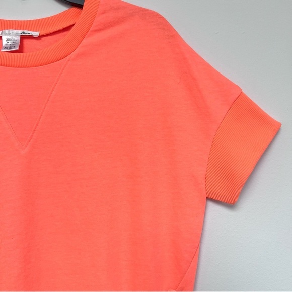 Ellison Neon Asymmetrical Zip Short Sleeve French Terry Pullover - Picture 3 of 5
